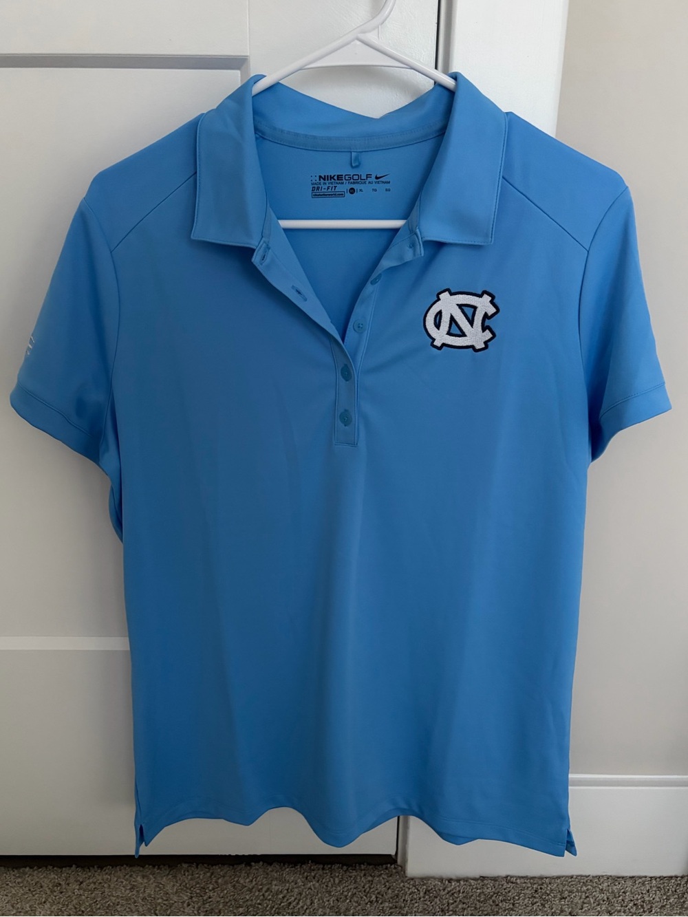 Women’s Nike Golf Polo in Carolina Blue with UNC Logo - Size XL